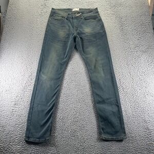 Smith & Mills Jeans Mens 32x32 Blue Cotton Denim Straight Workwear Faded Stretch